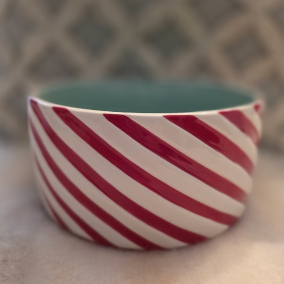 Rae Dunn Merry Pawsmas Dog Bowl Candy Cane Stripe - Picture 4 of 5